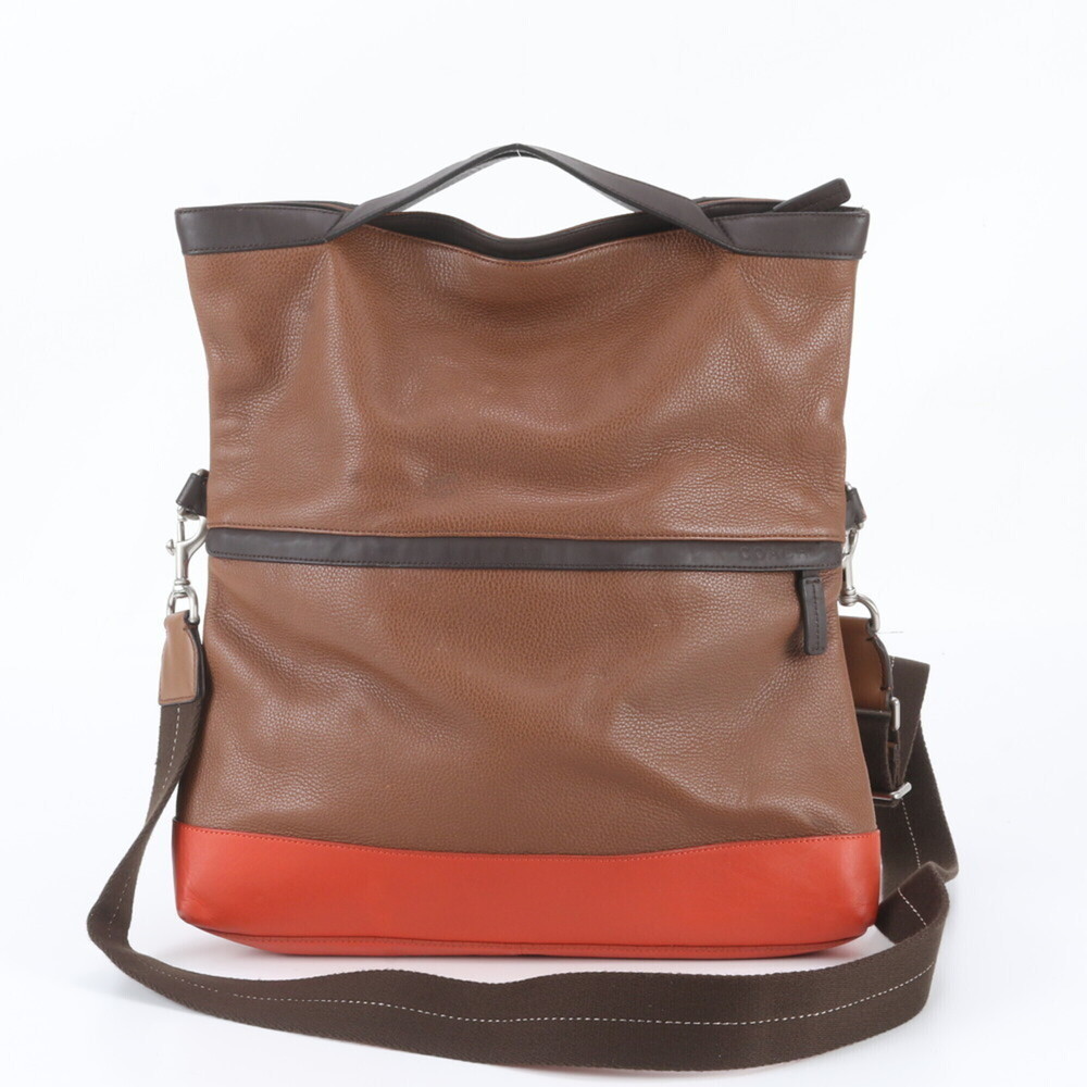 Coach Leather 2-Way Shoulder Bag, Tote Messenger Brown, Men's